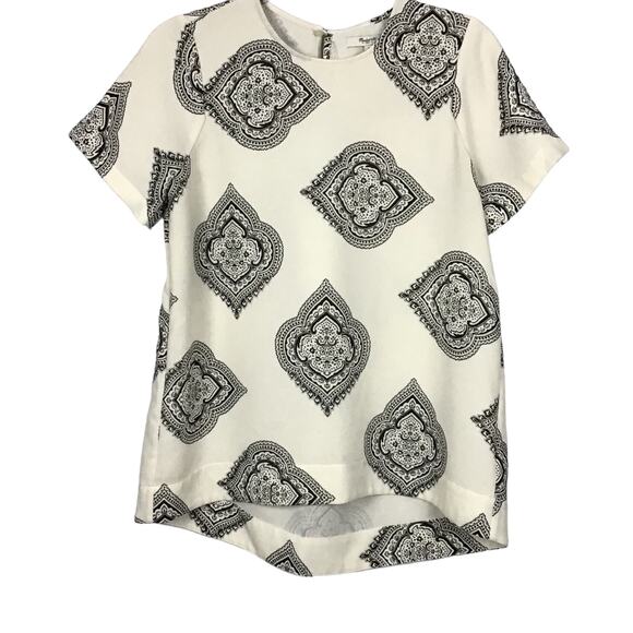 Madewell Tailored Tee Estate Paisley Cream Black Pullover Top Shirt sz Small - Picture 7 of 12